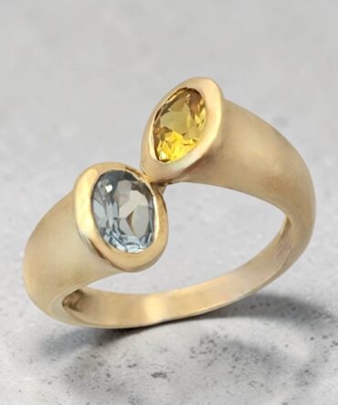 Χρυσό δαχτυλίδι γυναικείο με χρωματιστές πέτρες ζιργκόν , κ14