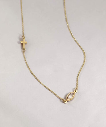 Χρυσό γυναικείο μενταγιόν με σταυρουδάκι και πέτρα ζιργκόν σε σχήμα δάκρυ , κ9