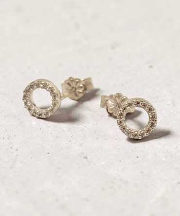 Λευκόχρυσα σκουλαρίκια γυναικεία καρφωτά στο αυτί με  πέτρες ζιργκόν , κ14