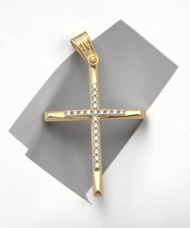 Χρυσός σταυρός βάπτισης για κορίτσι λουστράτος με πέτρες ζιργκόν , κ14