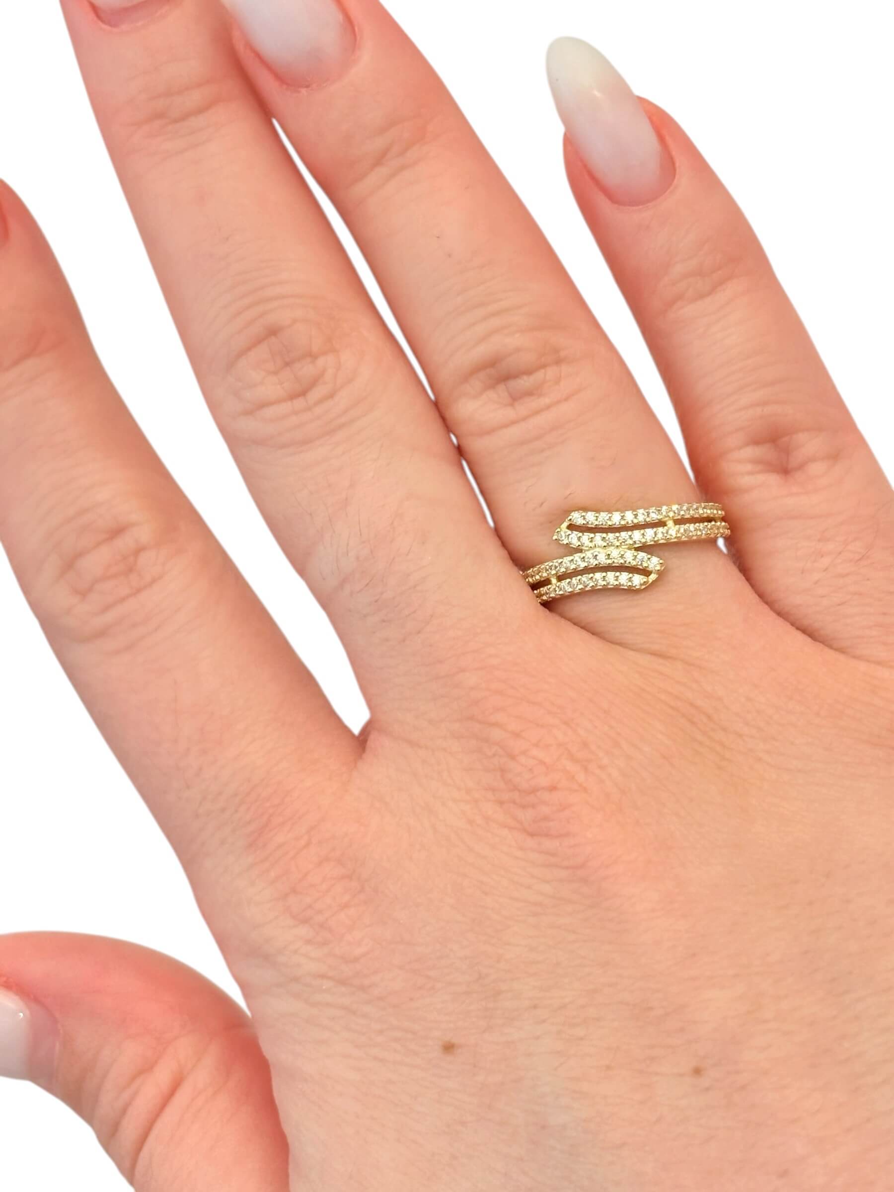 Χρυσό δαχτυλίδι γυναικείο με πέτρες ζιργκόν , κ9 - Image 2