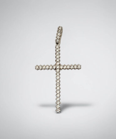 Λευκόχρυσος γυναικείος σταυρός με πέτρες ζιργκόν , κ14