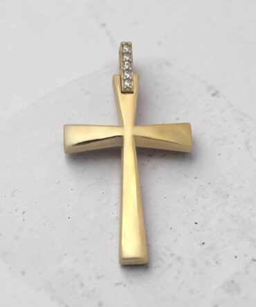 Χρυσός σταυρός βάπτισης για κορίτσι λουστράτος με πέτρες ζιργκόν διπλής όψης ,κ9