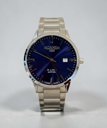 Ανδρικό ρολόι Roamer με ασημί ατσάλινο μπρασελέ και μπλε καντράν